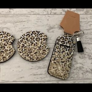 Leopard Print Car Coasters and Chapstick Holder